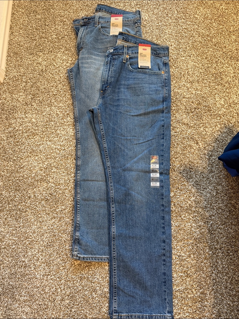 Levi's Men's Relaxed Straight Jeans in Medium & Dark Wash - 34x30 - Bundle of 2